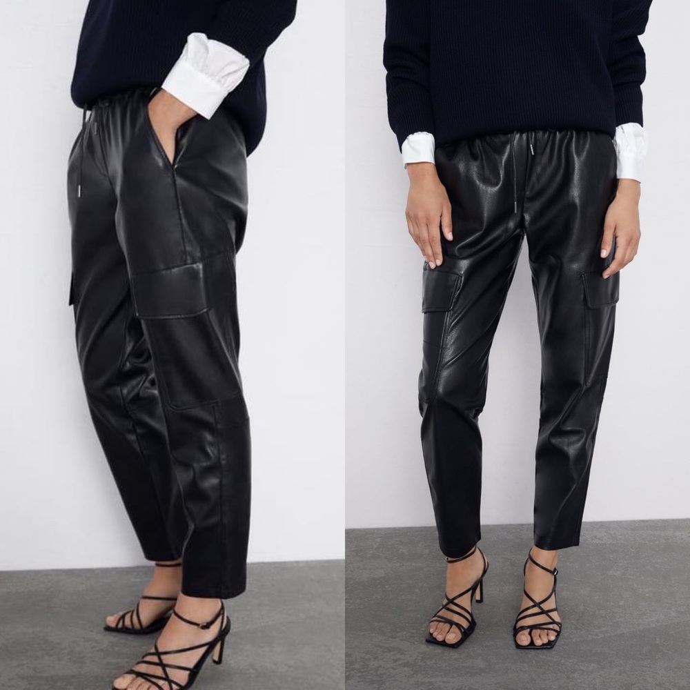 Zara Black Faux Leather Pants